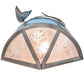 Meyda Lighting Leaping Trout 14" 2-Light Industrial Steel Wall Sconce With Blue Green Art & Silver Mica Shade Glass