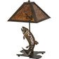 Meyda Lighting Leaping Trout 21" 2-Light Antique Copper Table Lamp With Amber Mica Shade Glass