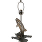 Meyda Lighting Leaping Trout 21" 2-Light Antique Copper Table Lamp With Silver Mica Shade Glass
