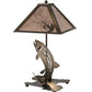 Meyda Lighting Leaping Trout 21" 2-Light Antique Copper Table Lamp With Silver Mica Shade Glass