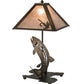 Meyda Lighting Leaping Trout 21" 2-Light Antique Copper Table Lamp With Silver Mica Shade Glass