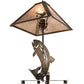 Meyda Lighting Leaping Trout 21" 2-Light Antique Copper Table Lamp With Silver Mica Shade Glass