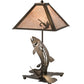 Meyda Lighting Leaping Trout 21" 2-Light Antique Copper Table Lamp With Silver Mica Shade Glass