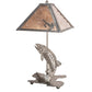 Meyda Lighting Leaping Trout 21" 2-Light Industrial Steel Table Lamp With Silver Mica Shade Glass