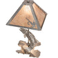 Meyda Lighting Leaping Trout 21" 2-Light Industrial Steel Table Lamp With Silver Mica Shade Glass
