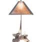 Meyda Lighting Leaping Trout 21" 2-Light Industrial Steel Table Lamp With Silver Mica Shade Glass