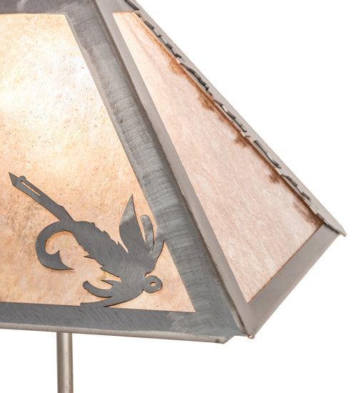 Meyda Lighting Leaping Trout 21" 2-Light Industrial Steel Table Lamp With Silver Mica Shade Glass