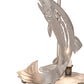 Meyda Lighting Leaping Trout 21" 2-Light Industrial Steel Table Lamp With Silver Mica Shade Glass
