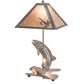 Meyda Lighting Leaping Trout 21" 2-Light Industrial Steel Table Lamp With Silver Mica Shade Glass