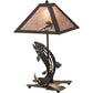 Meyda Lighting Leaping Trout 22" 2-Light Oil Rubbed Bronze Table Lamp With Silver Mica Shade Glass