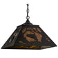 Meyda Lighting Leaping Trout 22" 2-Light Textured Black Pendant Light With Amber Mica Shade Glass