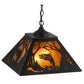 Meyda Lighting Leaping Trout 22" 2-Light Textured Black Pendant Light With Amber Mica Shade Glass