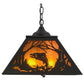 Meyda Lighting Leaping Trout 22" 2-Light Textured Black Pendant Light With Amber Mica Shade Glass