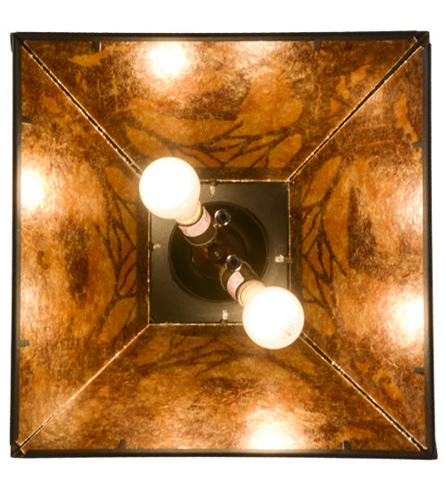 Meyda Lighting Leaping Trout 22" 2-Light Textured Black Pendant Light With Amber Mica Shade Glass