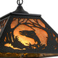 Meyda Lighting Leaping Trout 22" 2-Light Textured Black Pendant Light With Amber Mica Shade Glass