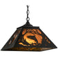 Meyda Lighting Leaping Trout 22" 2-Light Textured Black Pendant Light With Amber Mica Shade Glass