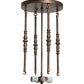 Meyda Lighting Leaping Trout 22" 4-Light Light Burnished Antique Copper Semi-flush Mount Light With Silver Mica Shade Glass