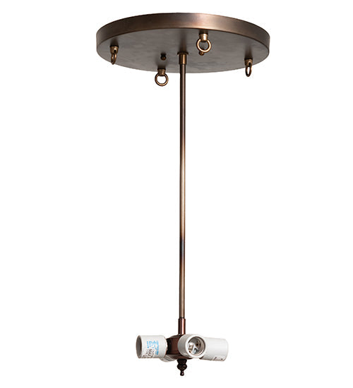 Meyda Lighting Leaping Trout 22" 4-Light Light Burnished Antique Copper Semi-flush Mount Light With Silver Mica Shade Glass
