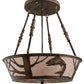 Meyda Lighting Leaping Trout 22" 4-Light Light Burnished Antique Copper Semi-flush Mount Light With Silver Mica Shade Glass