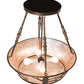 Meyda Lighting Leaping Trout 22" 4-Light Light Burnished Antique Copper Semi-flush Mount Light With Silver Mica Shade Glass