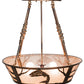 Meyda Lighting Leaping Trout 22" 4-Light Light Burnished Antique Copper Semi-flush Mount Light With Silver Mica Shade Glass