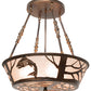 Meyda Lighting Leaping Trout 22" 4-Light Light Burnished Antique Copper Semi-flush Mount Light With Silver Mica Shade Glass
