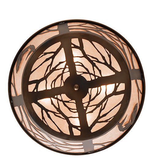 Meyda Lighting Leaping Trout 22" 4-Light Light Burnished Antique Copper Semi-flush Mount Light With Silver Mica Shade Glass