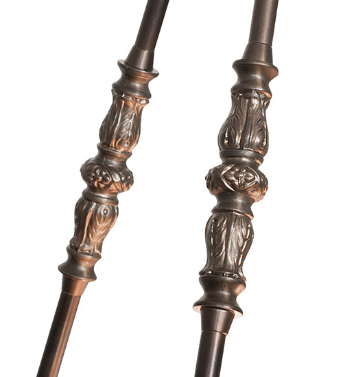 Meyda Lighting Leaping Trout 22" 4-Light Light Burnished Antique Copper Semi-flush Mount Light With Silver Mica Shade Glass
