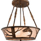 Meyda Lighting Leaping Trout 22" 4-Light Light Burnished Antique Copper Semi-flush Mount Light With Silver Mica Shade Glass