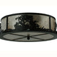 Meyda Lighting Leaping Trout 22" 4-Light Textured Black Flush Mount Light With Silver Mica Shade Glass