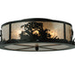 Meyda Lighting Leaping Trout 22" 4-Light Textured Black Flush Mount Light With Silver Mica Shade Glass