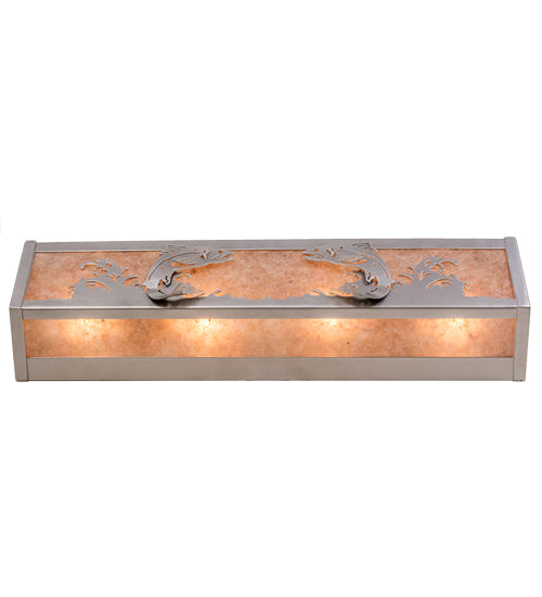 Meyda Lighting Leaping Trout 24" 4-Light Nickel Vanity Light With Silver Mica Shade Glass