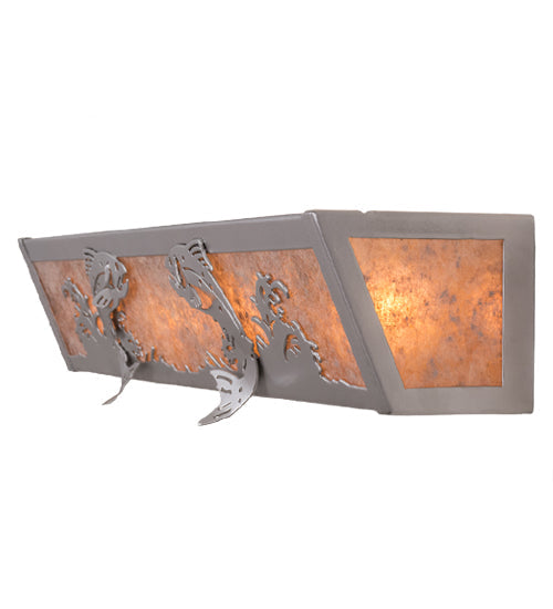 Meyda Lighting Leaping Trout 24" 4-Light Nickel Vanity Light With Silver Mica Shade Glass