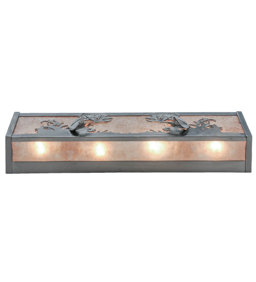 Meyda Lighting Leaping Trout 24" 4-Light Steel Vanity Light With Silver Mica Shade Glass