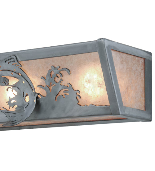 Meyda Lighting Leaping Trout 24" 4-Light Steel Vanity Light With Silver Mica Shade Glass