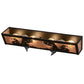 Meyda Lighting Leaping Trout 24" 4-Light Textured Black Vanity Light With Silver Mica Shade Glass