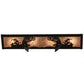 Meyda Lighting Leaping Trout 24" 4-Light Textured Black Vanity Light With Silver Mica Shade Glass