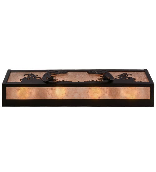 Meyda Lighting Leaping Trout 24" 4-Light Textured Black Vanity Light With Silver Mica Shade Glass