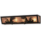 Meyda Lighting Leaping Trout 24" 4-Light Textured Black Vanity Light With Silver Mica Shade Glass