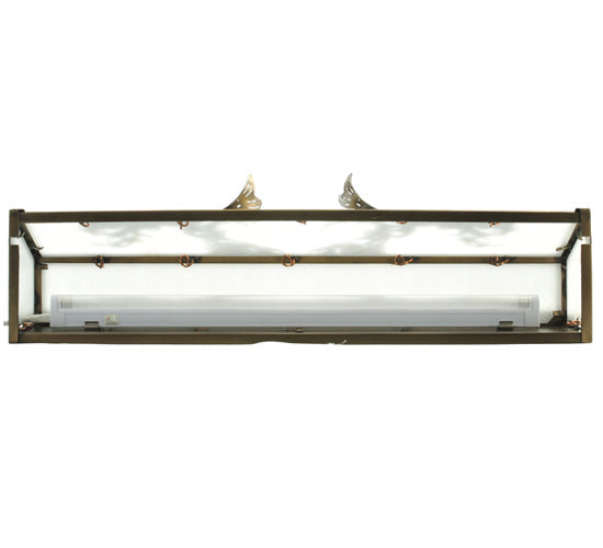 Meyda Lighting Leaping Trout 24" Antique Copper Vanity Light With White Art Shade Glass