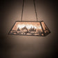 Meyda Lighting Leaping Trout 33" 6-Light Industrial Steel Island Pendant Light With Silver Mica Shade Glass