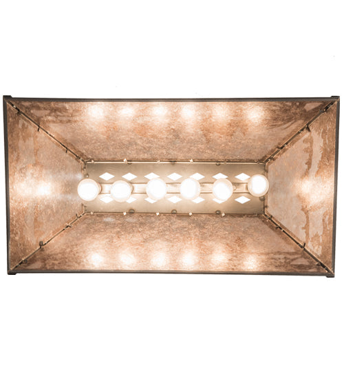 Meyda Lighting Leaping Trout 33" 6-Light Industrial Steel Island Pendant Light With Silver Mica Shade Glass