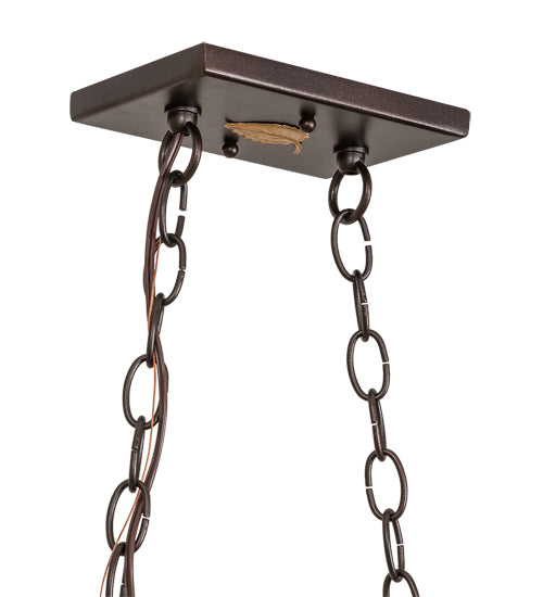 Meyda Lighting Leaping Trout 33" 6-Light Mahogany Bronze Island Pendant Light With Silver Mica Shade Glass
