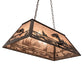 Meyda Lighting Leaping Trout 33" 6-Light Mahogany Bronze Island Pendant Light With Silver Mica Shade Glass