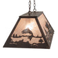 Meyda Lighting Leaping Trout 33" 6-Light Mahogany Bronze Island Pendant Light With Silver Mica Shade Glass