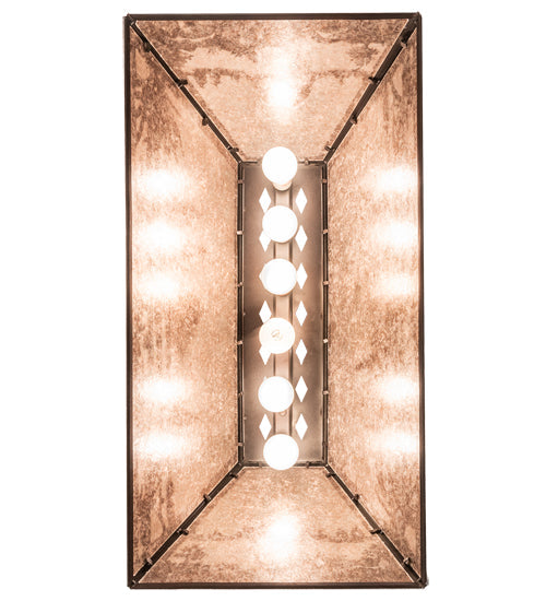 Meyda Lighting Leaping Trout 33" 6-Light Mahogany Bronze Island Pendant Light With Silver Mica Shade Glass