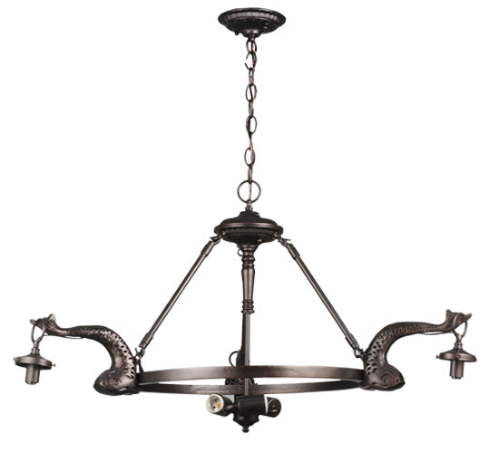 Meyda Lighting Leaping Trout 36" 6-Light 3-Arm Mahogany Bronze Chandelier Hardware