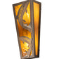 Meyda Lighting Leaping Trout 5" 2-Light Antique Copper Wall Sconce With Honey Art Shade Glass