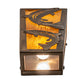 Meyda Lighting Leaping Trout 5" 2-Light Antique Copper Wall Sconce With Honey Art Shade Glass