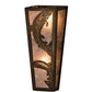 Meyda Lighting Leaping Trout 5" 2-Light Antique Copper Wall Sconce With Silver Mica Shade Glass